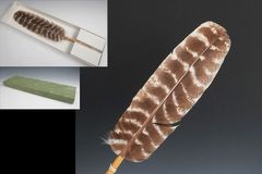 茶道具 三つ羽 羽箒 麟之作 時代物 共箱 旧家蔵出し美品 茶会用 茶釜