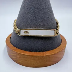 Christian Dior（クリスチャンディオール）CDロゴ プレートチェーンブレスレット ゴールドトーン×シルバーカラー メタル 全長18.5cm
