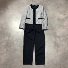 WH172●RUIRUE BOUTIQUE：正統派 セレモニースーツ セットアップ●11● 紺/白/シルバーラメ ツイードノーカラージャケット