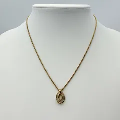 Christian Dior（クリスチャンディオール）CDロゴ ラインストーン ネックレス ゴールドトーン オーバル ペンダント レディース 44cm
