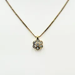 Christian Dior（クリスチャンディオール）フラワー ラインストーン ネックレス ヴィンテージ ゴールドトーン 45.5cm レディース