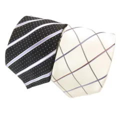 バーバリーブラックレーベル BURBERRY BLACK LABEL ネクタイ 2点セット まとめ 絹 シルク チェック レジメンタルストライプ ホワイト ブラック /UO