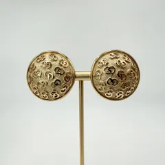 Christian Dior（クリスチャン・ディオール）ロゴサークル ヴィンテージ イヤリング ゴールドトーン 幅3cm