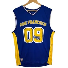 MIZUNO/ミズノ バスケ チーム スポーツ ゲームシャツ サンフランシスコ タンクトップ バスケットボールジャージ フロントプリント バックプリント Vネック Bangladesh製 XLサイズ ブルー