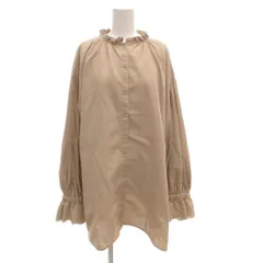 サマンサモスモス SM2 Blue シャツ ブラウス 長袖 F バンドカラー フリル 刺繍 ベージュ /AE