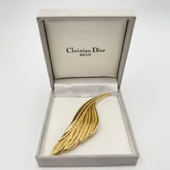 Christian Dior（クリスチャンディオール）フェザーモチーフ ヴィンテージ ブローチ ゴールドトーン 10cm BIJOUX刻印 レディース