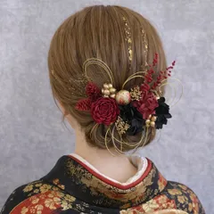 レッドブラック♡髪飾り ヘッドドレス 前撮り 成人式 卒業式 七五三