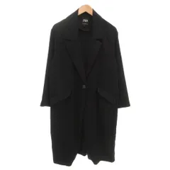 ザラ ZARA 美品 スプリングコート S テクスチャー ロング丈 黒 ブラック /AE