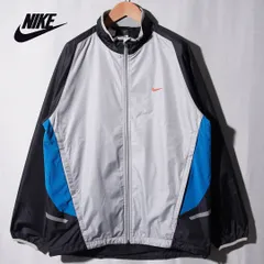 ナイキ NIKE ナイロンジャケット L ブラック シルバー ブルー オレンジ 00s ロゴ刺繍 CLIMA FIT クライマフィット ストリート ウインドブレーカー スポーツミックス 古着 D412