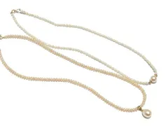 K18YG金具使用 ケシパール ネックレス 2本セット ◇ レディース ペンダント 真珠 イエローゴールド ▼8B