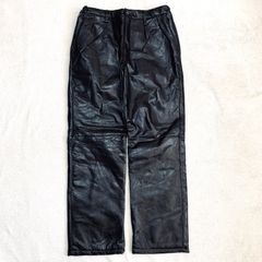 再構築 レザーパッチワーク ワイドパンツ イージーパンツ ブラック 本