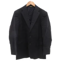 ポールスチュアート PAUL STUART テーラードジャケット シングル 2B 背抜き サイドベンツ ストライプ ウール L 紺 ネイビー /GV