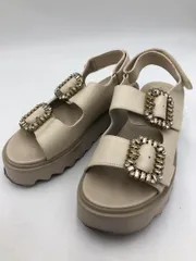 ORiental TRaffic オリエンタルトラフィック 41201 厚底ビジューバックル サンダル sizeM/ベージュ ■◆ レディース