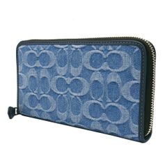デニム✨COACH✨コーチ✨長財布✨ラウンドファスナー✨シグネチャー 