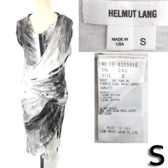 美品/USA製★HELMUT LANG/ヘルムートラング★ノースリーブドレス/ワンピース【S/ひざ丈/グレー/タイダルプリント】リンクセオリー ジャパン正規代理店タグ//Jersey Dress◆BJ154-a
