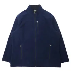 Eddie Bauer カナダ製 フルジップ フリースジャケット XL ネイビー ポリエステル ワンポイントロゴ刺繍