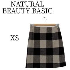 ★美品 NATURAL BEAUTY BASIC ナチュラルビューティーベーシック ブラウン系 ミニ タイトスカート XS (SS) HMR117-36