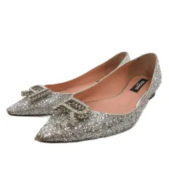 ロシャス ROCHAS フラットシューズ パンプス 36 シルバーカラー グリッター ポインテッドトゥ /FF
