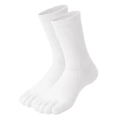 5本指 ソックス 靴下 クルー丈 男女兼用 レディース メンズ クルー丈 綿 抗菌 防臭 白 リブあみ しっかりした生地 厚手 指付き 蒸れ 匂い 23 24 25 26cm lg-013