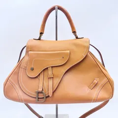 Christian Dior（クリスチャン・ディオール）サドル ヴィンテージ レザーハンドバッグ／ショルダーバッグ キャメル ゴールドトーン金具 イタリア製