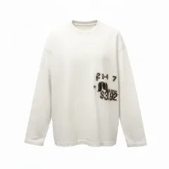 83b26 JIL SANDER ジルサンダー 長袖Ｔシャツ カットソー トップス ワッペン Ｓ ホワイト系 コットン メンズu02t