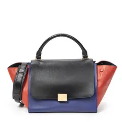 [中古] CELINE セリーヌスモール三色トラぺズ青、赤、黒カーフスキンレザーA