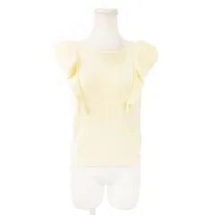 ティティー&コー TITTY&CO ニット セーター リブ ラウンドネック 半袖 フリル チュール F ベージュ /AO5