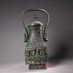 青銅器 金属工芸 提梁卣 獣面文 蓋付き 置物 - メルカリ