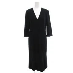 マックスマーラ MAX MARA 美品 白タグ ワンピース Vネック 7分袖 マキシ ロング 36 XS 黒 ブラック /AE
