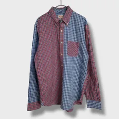 ☆BrooksBrothers☆ブルックスブラザーズ☆チェック柄クレイジーパターンシャツ☆ボタンダウンシャツ☆レッド☆ブルー☆XL☆B26M