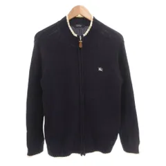バーバリーブラックレーベル BURBERRY BLACK LABEL ジャケット ニット 2 ジップアップ ロゴ 刺繍 紺 ネイビー /AE