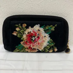 9514　FEILER　フェイラー　ポーチ　 小物入れ　マルチケース　花柄　 ムーンライト　ブラック系　黒　 シュニール織り　銀糸　レディース