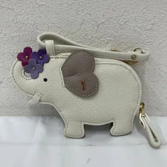 9829　良品　IBIZA　イビザ　イビサ　アニマーダシリーズ　Animada　現行　ポーチ　マルチケース　コインケース　小銭入れ　財布　ミニ財布　動物　アニマル　ぞう　象　キーリング　キーケース　チャーム　バッグチャーム　花　アイボリー　グレージュ