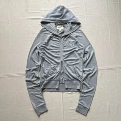 00s　archive　アーカイブ　Abercrombie&Fitch　アバクロ　Wジップアップ　変形タイトシルエット　フード付きパーカー　切り抜きロゴ　薄手生地　M　グレー　グランジ　Y2K　平成ギャル　deformation zip-up parka