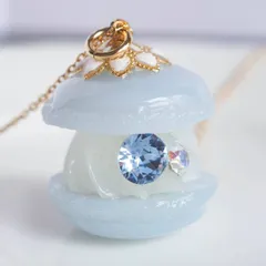 透明感のあるマカロンネックレス　ラムネ味（空色）