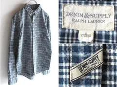 DENIM&SUPPLY RALPH LAUREN デニム&サプライ ラルフローレン チェックシャツ BDシャツ S ネイビー ブルー ホワイト 国内正規品