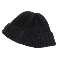 カシラ CA4LA ニット帽 キャップ 黒 ブラック リブ編み 折り返し /UO