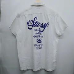 STUSSY ステューシー 半袖シャツ ワールドツアー サイズM 白 コットン100% 中国製 スカル バックプリント ストリートファッション 古着