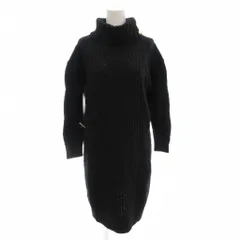 ブルーレーベルクレストブリッジ BLUE LABEL CRESTBRIDGE ワンピース ケーブルニット 38 長袖 タートルネック ひざ丈 紺 ネイビー /AE