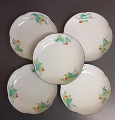 昭和レトロ美濃焼「イチゴ🍓」ケーキ皿五枚セット　パン皿　銘々皿　取り皿