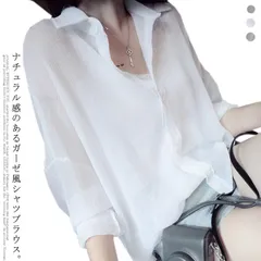 シャツ レディース シアー シースルー 透け感 5分袖 長袖 韓国風