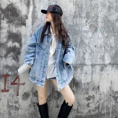 デニム ジャケット レディース アウター カジュアル ゆったり オーバーサイズ ドロップショルダー ワッペン ヴィンテージ風 アメカジ 可愛い Gジャン 女の子 秋 春 冬 コーデ 大きい フードなし