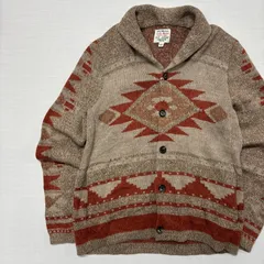 Lucky Brand カシミヤ混 ネイティブ柄 ショールカラー ニット カーディガン L ベージュ【3146ST】のサムネイル