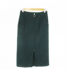 グリーンレーベルリラクシング ユナイテッドアローズ green label relaxing フロントジップタイトスカート ミモレ ロング ポケット 36 S 緑 グリーン 3524-199-1985 /CK33 ■GY03
