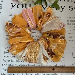 ハンドメイドシュシュ☆橙花柄ラスト1点