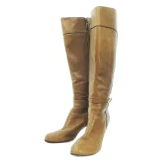 アンタイトル UNTITLED ロングブーツ ハイヒール ラウンドトゥ レザー ベルトデザイン 24cm 茶 ブラウン /MN1 ■GY18