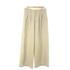 グリーンレーベルリラクシング ユナイテッドアローズ green label relaxing パンツスラックス ワイド タック ハイウエスト バックゴム 36 S ベージュ /AO18 ■GY99