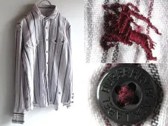 希少 BURBERRY BLACK LABEL バーバリーブラックレーベル ホースロゴ刺繍 コットンガーゼ ワイヤー襟 ストライプシャツ 2