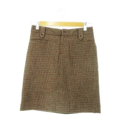 エディーバウアー EDDIE BAUER ミニスカート 台形 千鳥格子 チェック 小さいサイズ 0 XS 茶 ブラウン /MN26 ■GY99