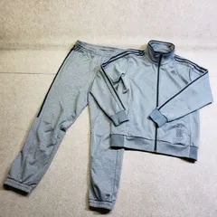 adidas ジャージセットアップ トラックジャケット × ジョガーパンツ 3ライン グレー系 表記サイズ：O　y7263e